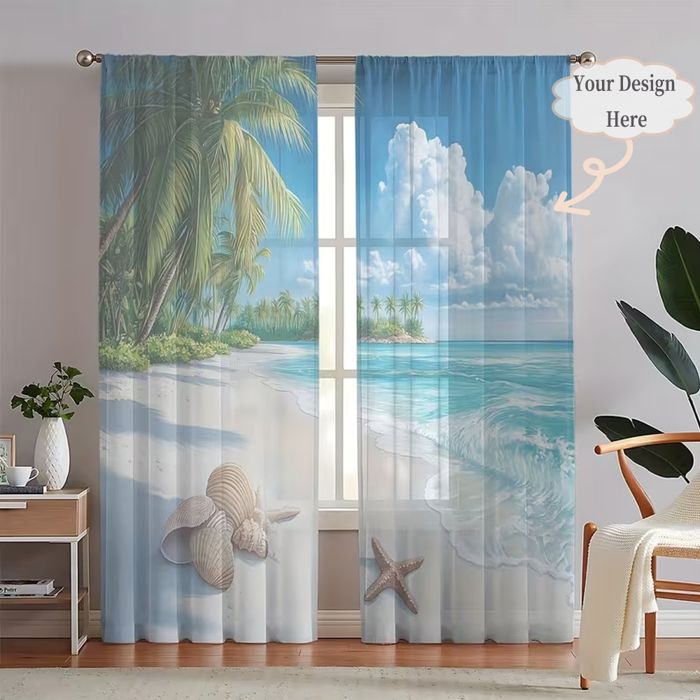 Textiles For Home - Rideaux transparents plats 2D personnalisés en