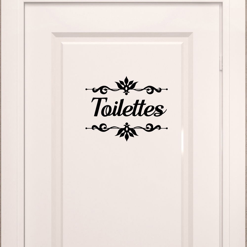 Home Textiles France - Toilette française avec fleur, autocollant HODoor,