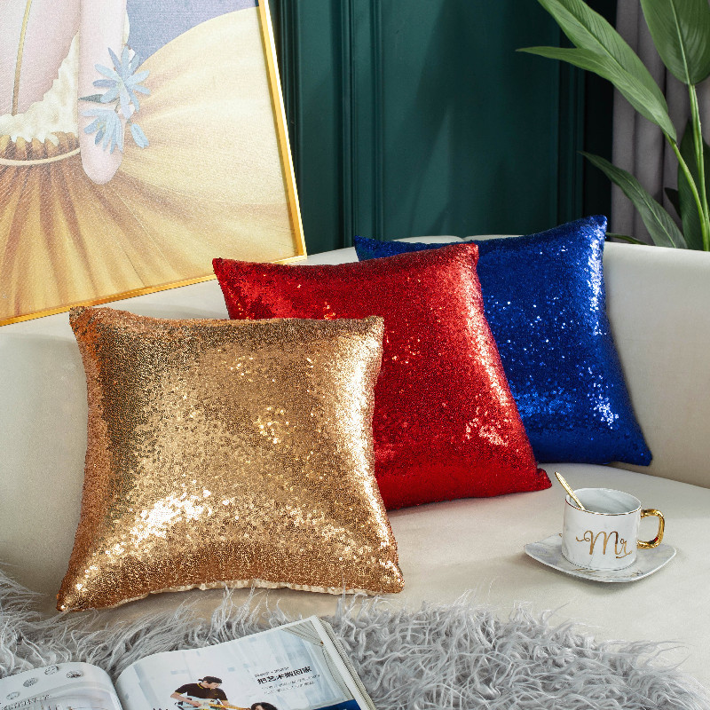 Quality Home Textiles - Taie d'oreiller à paillettes de couleur