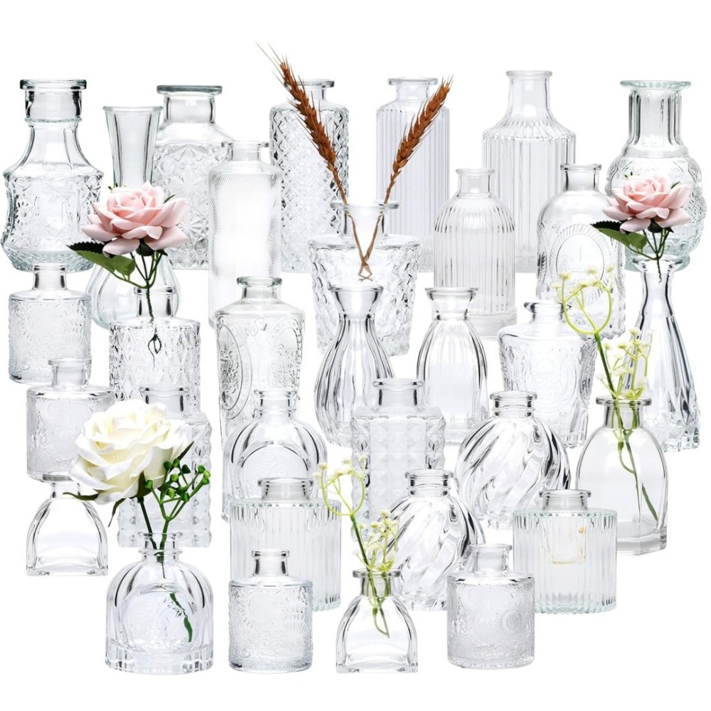 Home Textiles France - Lot de 10 mini-vases en verre