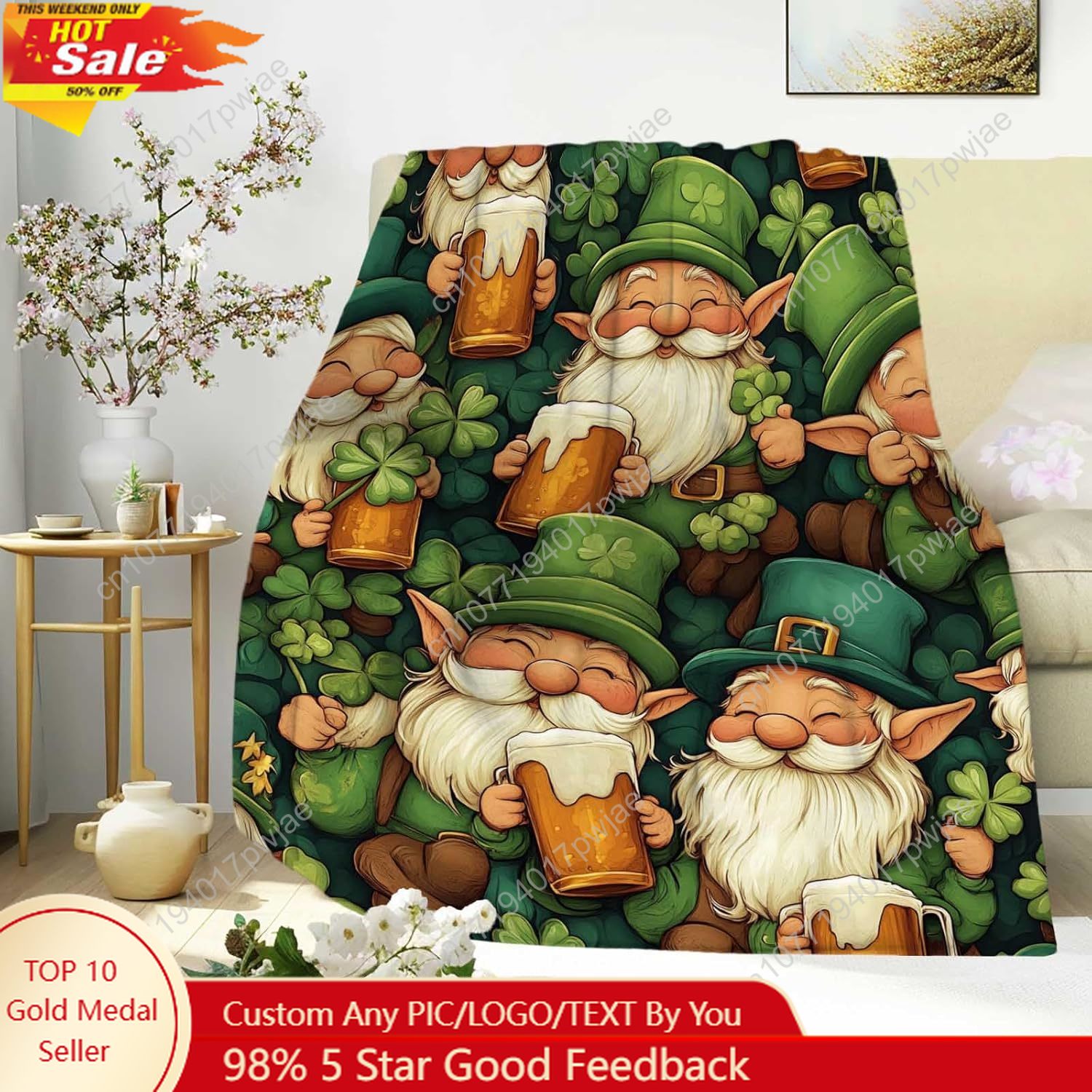 Home Textiles Towel - Couverture Gnome de la Saint-Patrick avec
