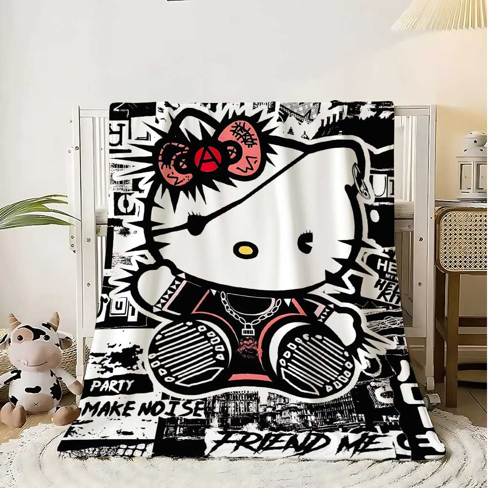 Bed Sheet Microfiber - Kawaii chat Hellos couverture chaude jeter