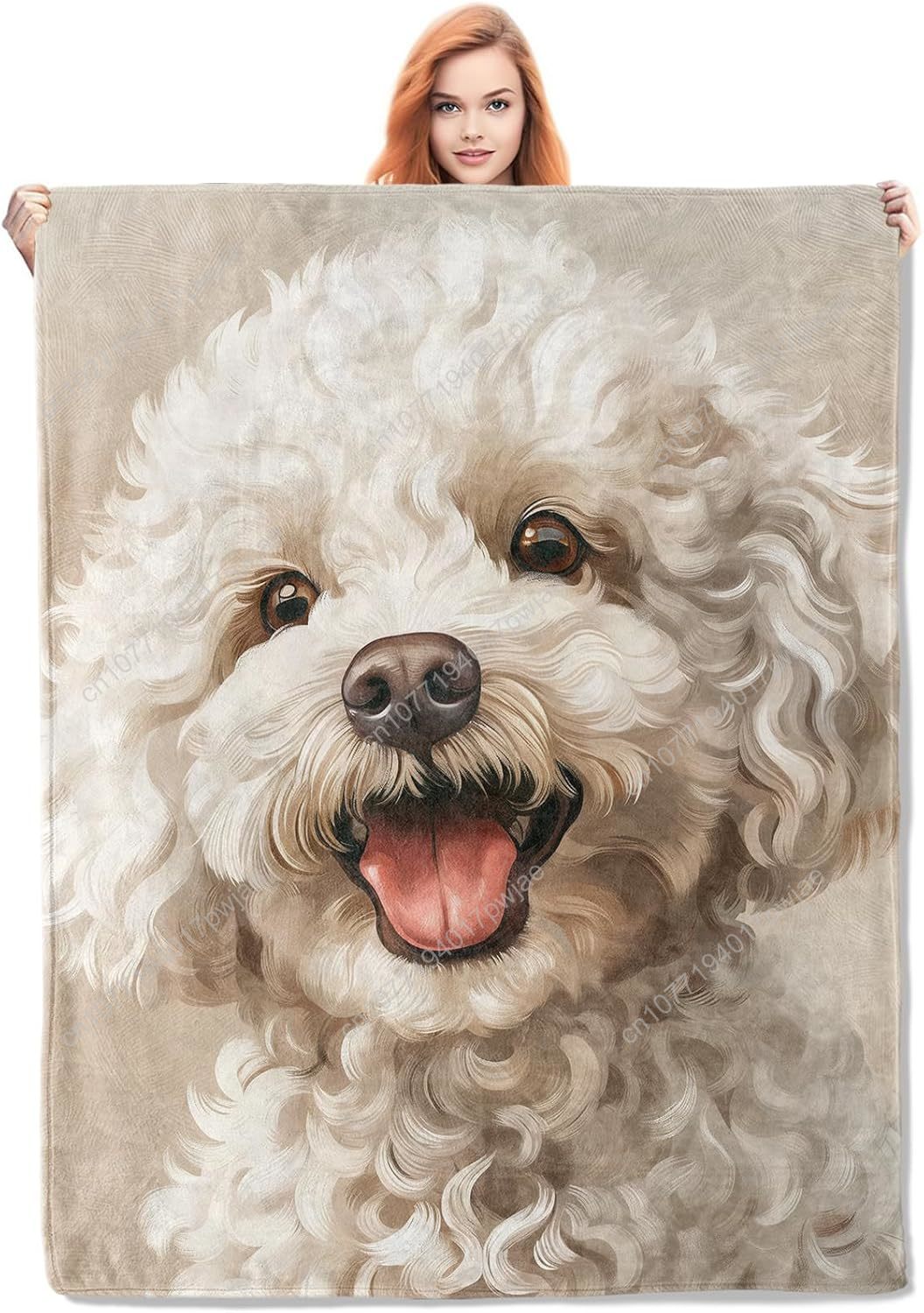 Home Textiles Towel - Couverture avec Portrait de caniche joyeux,