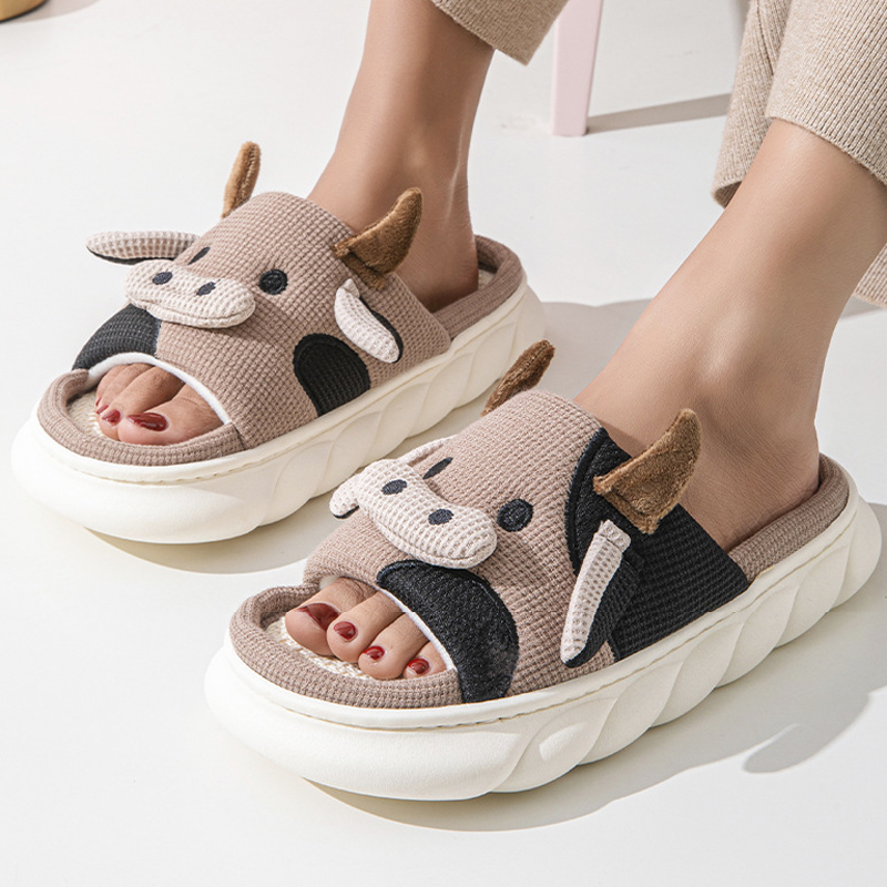 Textiles For Home - Chaussons d'intérieur unisexes en lin pour