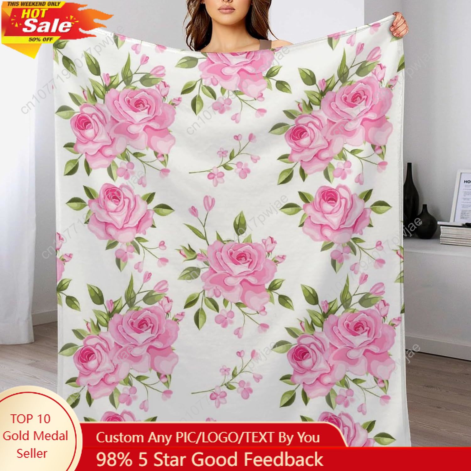 Couverture à fleurs roses, déc - Home Textiles Towel avis et prix