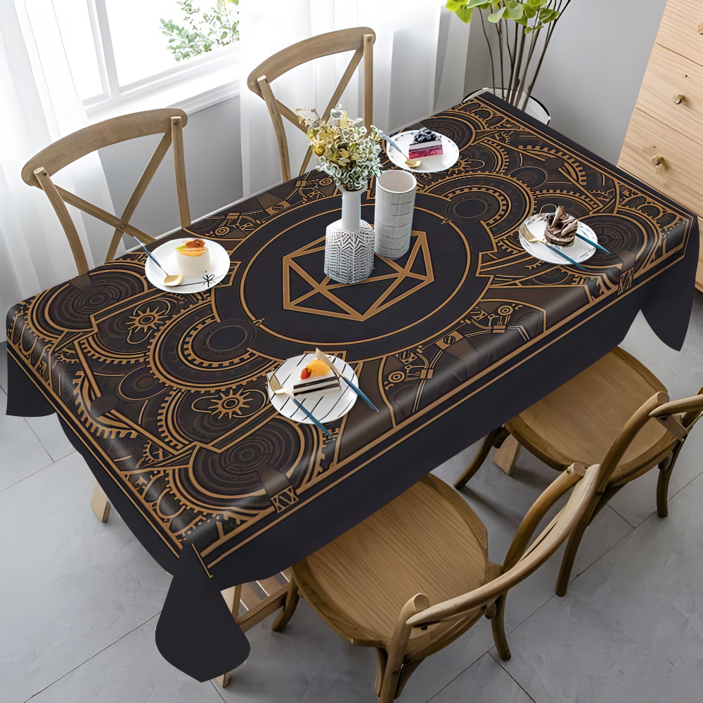 Nappe à motif d'engrenages dor - Textiles For Home avis et prix